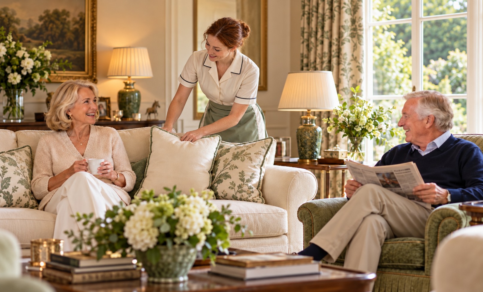 A housekeeper caring for a beautiful home
