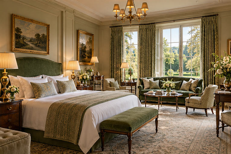 Elegant private suite with a sitting area